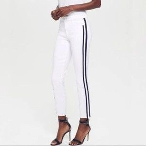 MOTHER New The Looker Ankle Glass Slipper Racer White and Navy Jeans, Size 24